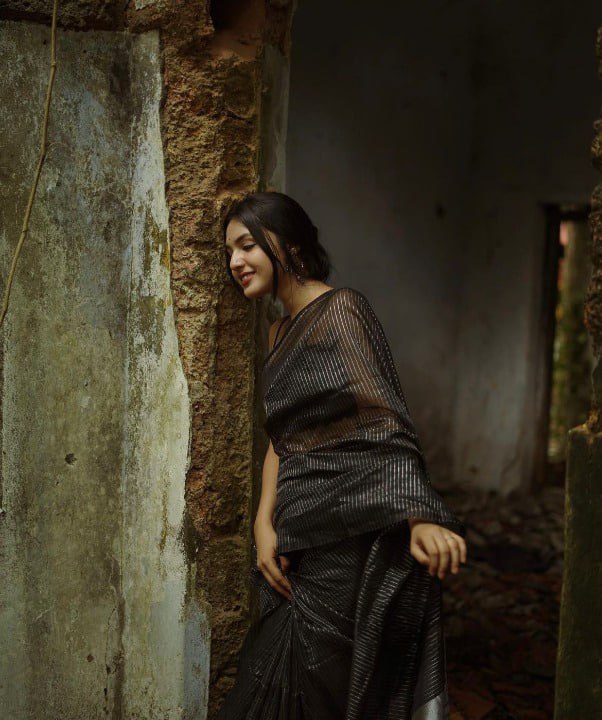 Woven Daily Wear Jacquard, Art Silk Saree  (Black)