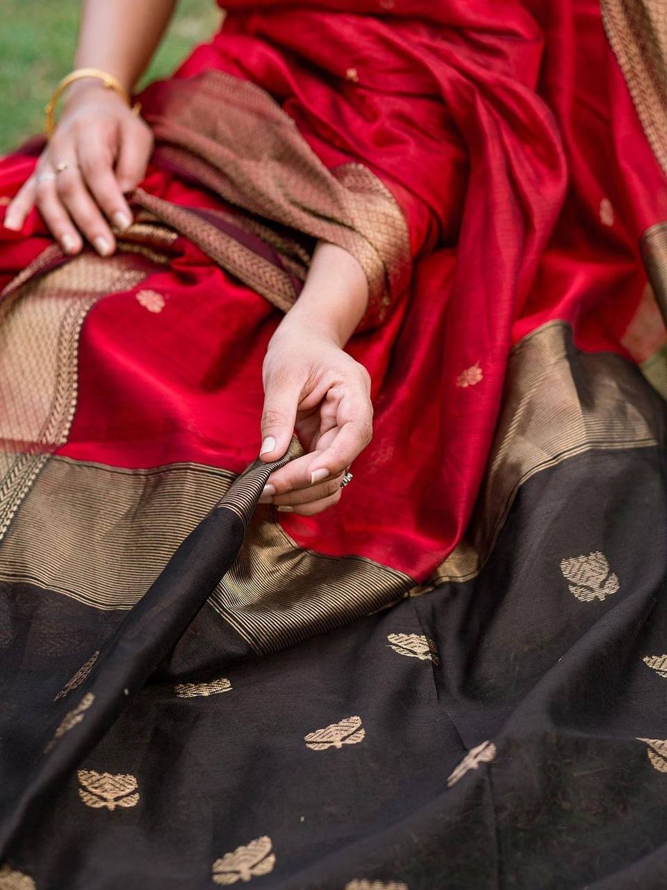 Maheshwari Silk Cotton Saree Red And Black