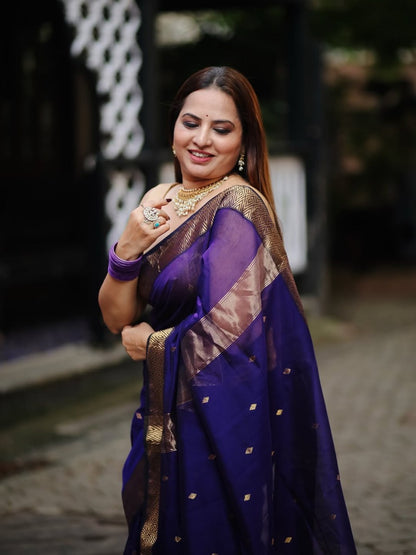 Maheshwari Silk Coton Saree - Wine