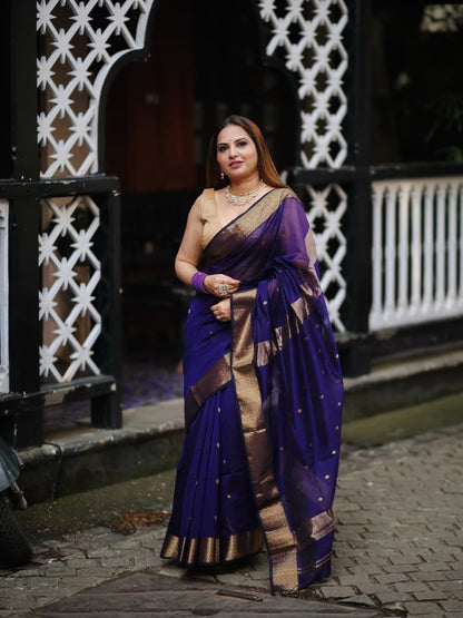 Maheshwari Silk Coton Saree - Wine