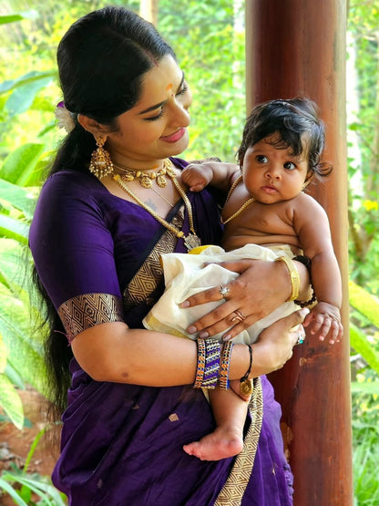 Maheshwari Silk Coton Saree - Wine