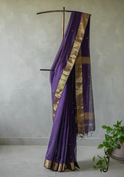 Maheshwari Silk Coton Saree - Wine