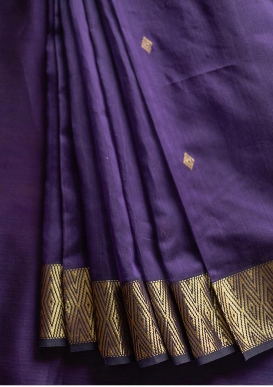 Maheshwari Silk Coton Saree - Wine