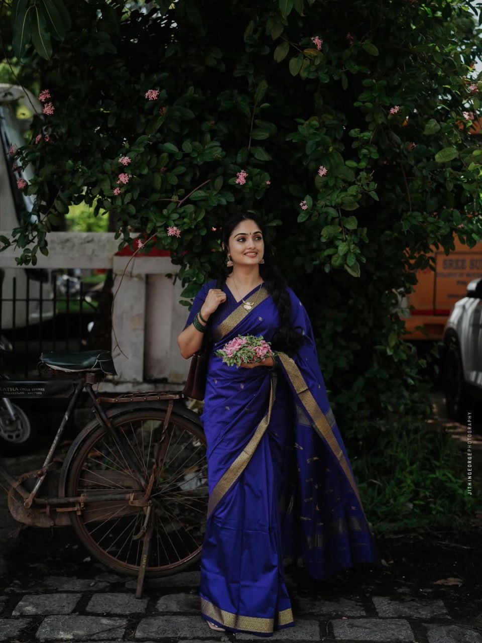 Maheshwari Silk Coton Saree - Wine