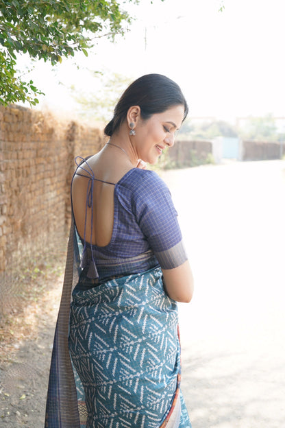 Elegant Handwoven Mysore Silk Saree with Traditional Ikat & Kalamkari Pallu