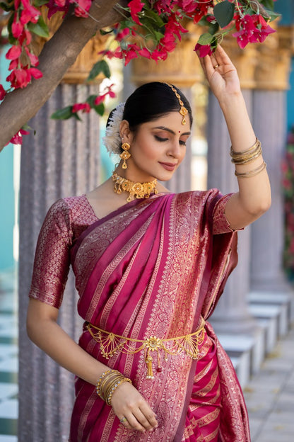 Embellished Kanjivaram Pure Silk, Art Silk Saree  (Pink)