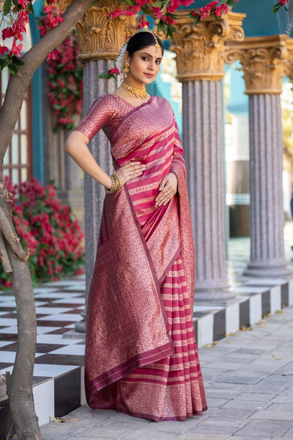 Embellished Kanjivaram Pure Silk, Art Silk Saree  (Pink)