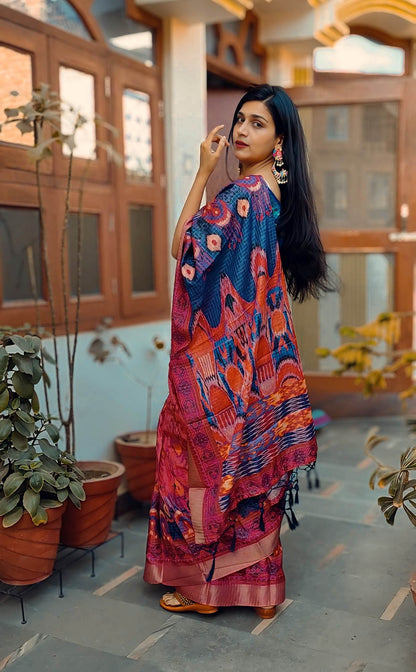 Women's Mysore Silk Digital Print Saree