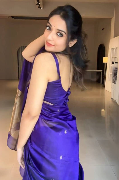 Royal Blue Soft Silk Saree With Blouse Piece