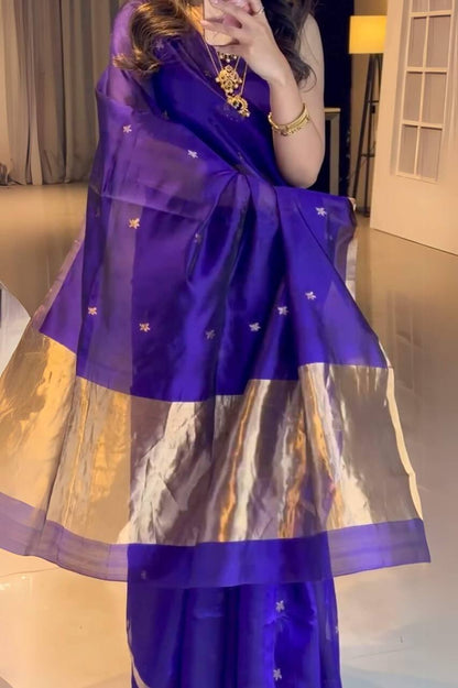 Royal Blue Soft Silk Saree With Blouse Piece