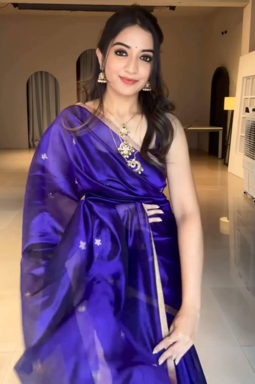 Royal Blue Soft Silk Saree With Blouse Piece