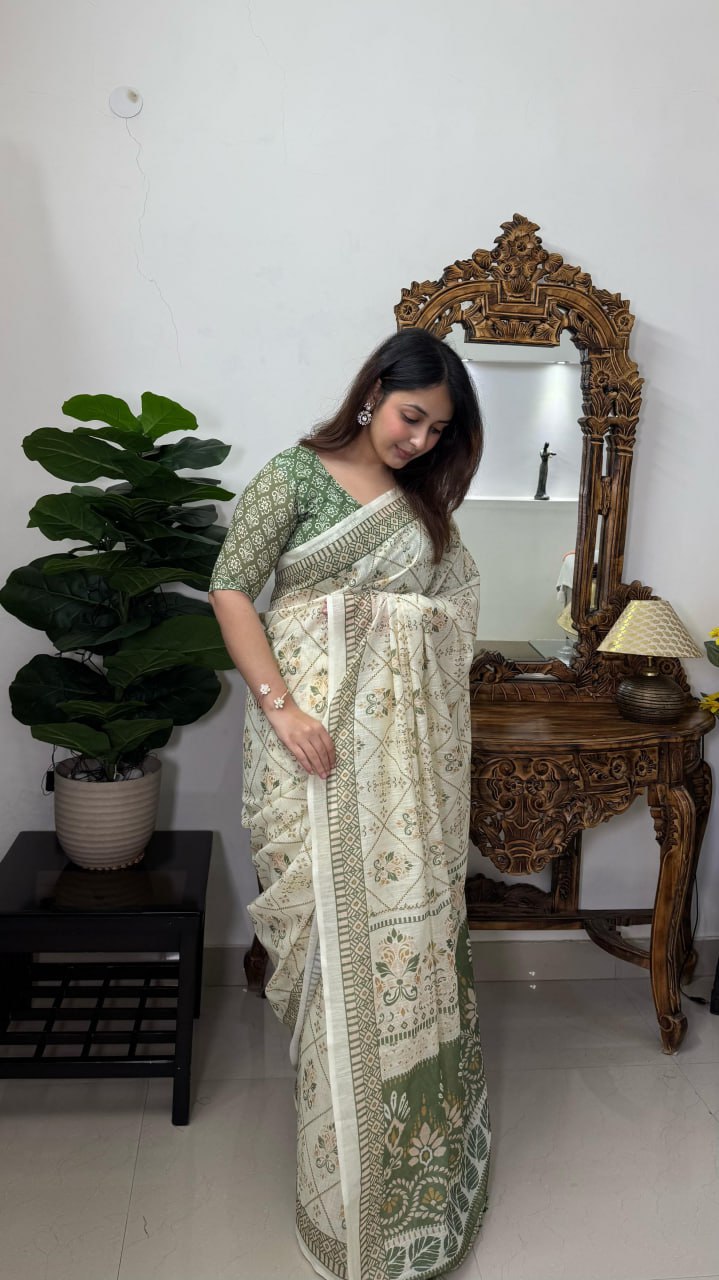 Elegant Pure Cotton Saree with Blouse Piece | Soft & Comfortable Daily Wear Saree