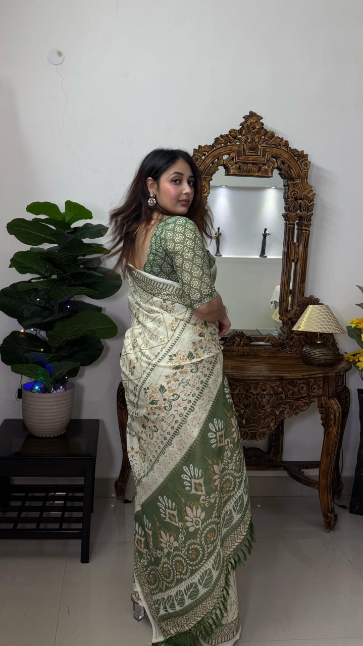 Elegant Pure Cotton Saree with Blouse Piece | Soft & Comfortable Daily Wear Saree