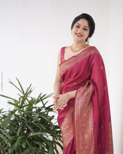 Attractive Pink Soft Silk Saree With Impressive Blouse Piece