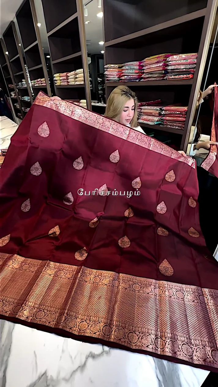 Adorable Wine Soft Silk Saree With Blouse Piece