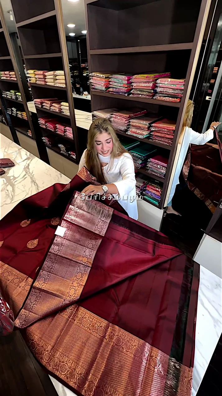 Adorable Wine Soft Silk Saree With Blouse Piece