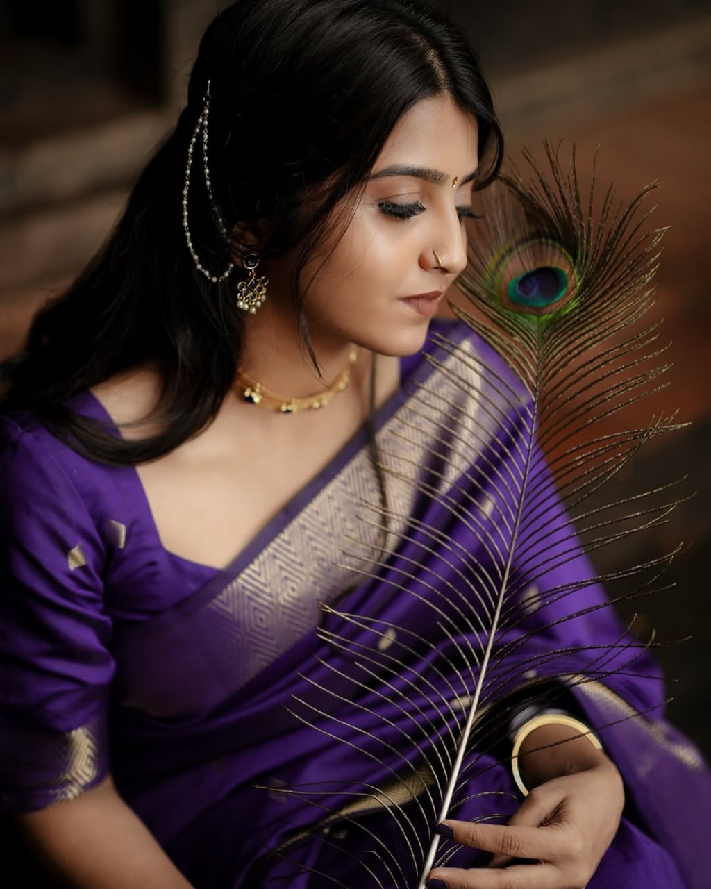 Maheshwari Silk Coton Saree - Wine