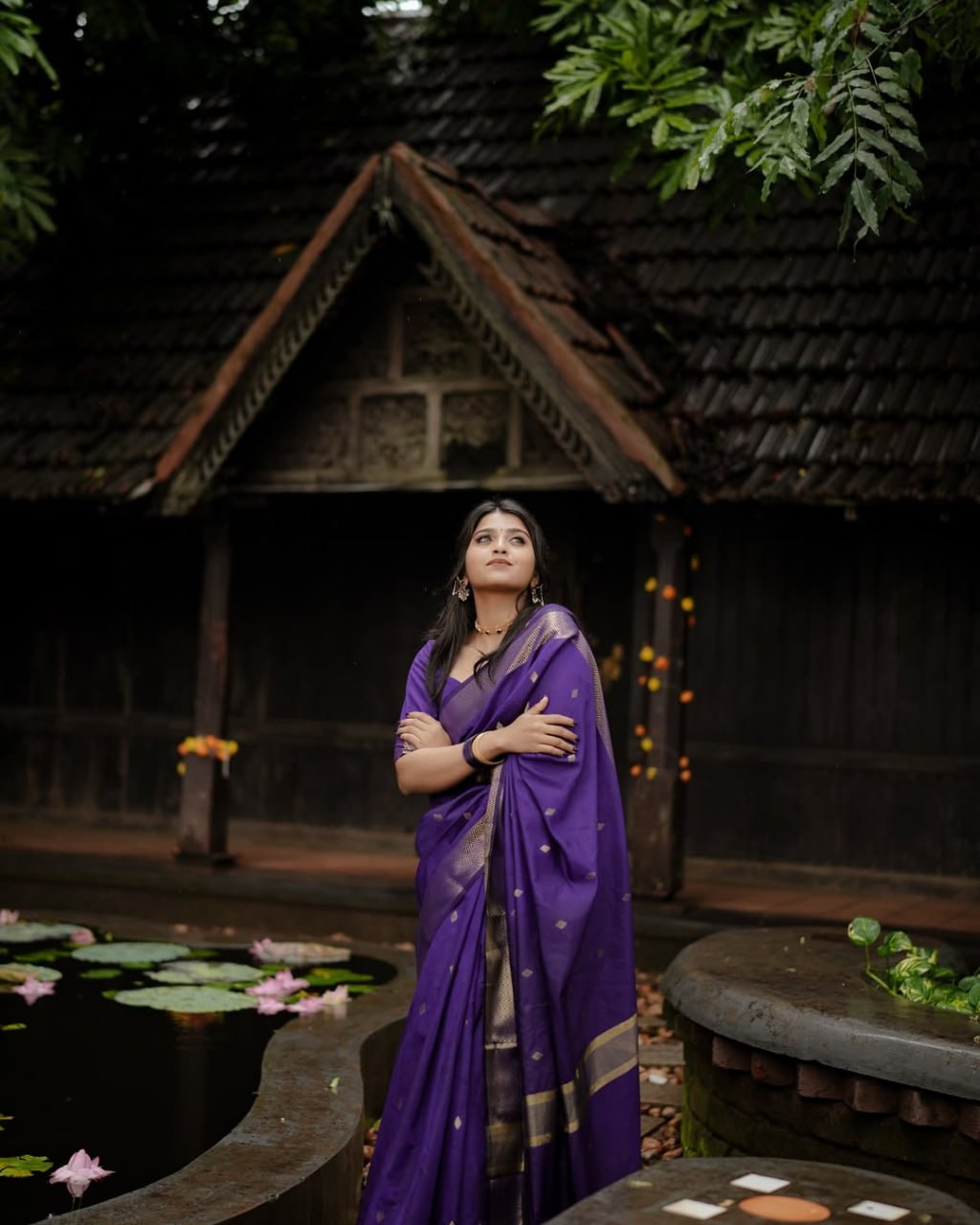 Maheshwari Silk Coton Saree - Wine