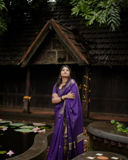 Maheshwari Silk Coton Saree - Wine