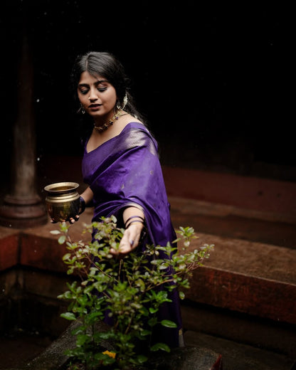 Maheshwari Silk Coton Saree - Wine