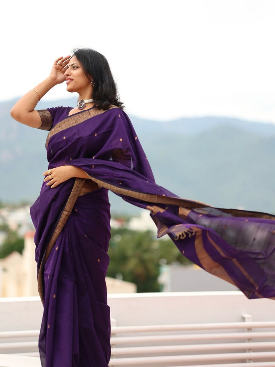 Maheshwari Silk Coton Saree - Wine