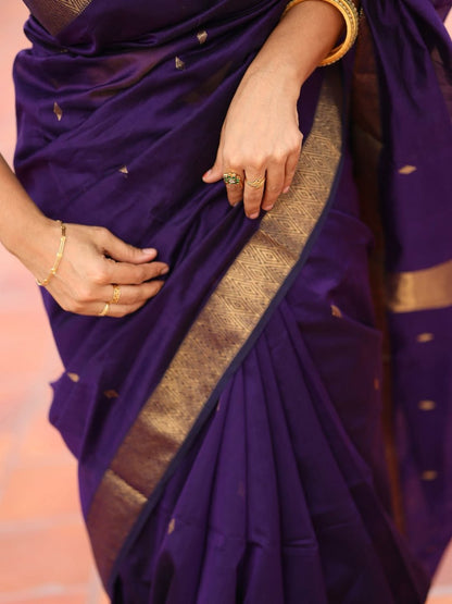 Maheshwari Silk Coton Saree - Wine
