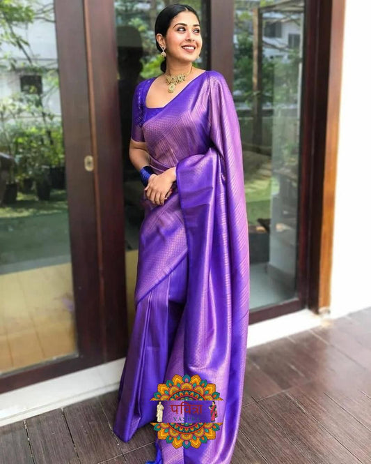 Banarasi Silk Zari Border Saree with Weaving Work