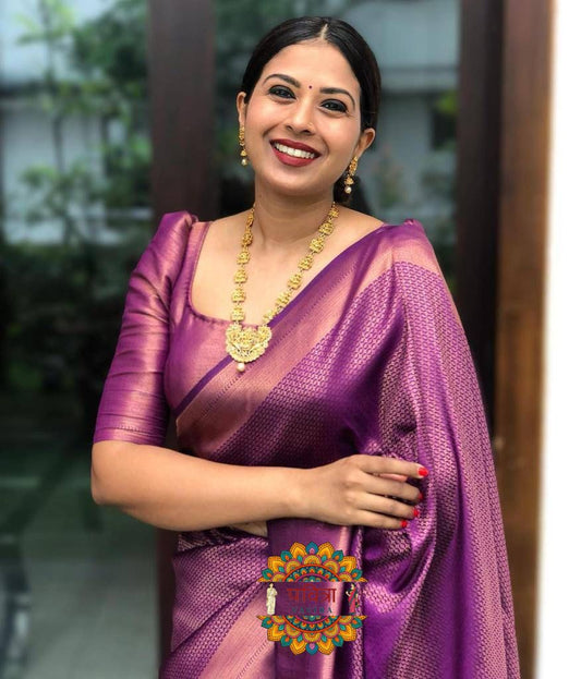 Banarasi Silk Zari Border Saree with Weaving Work
