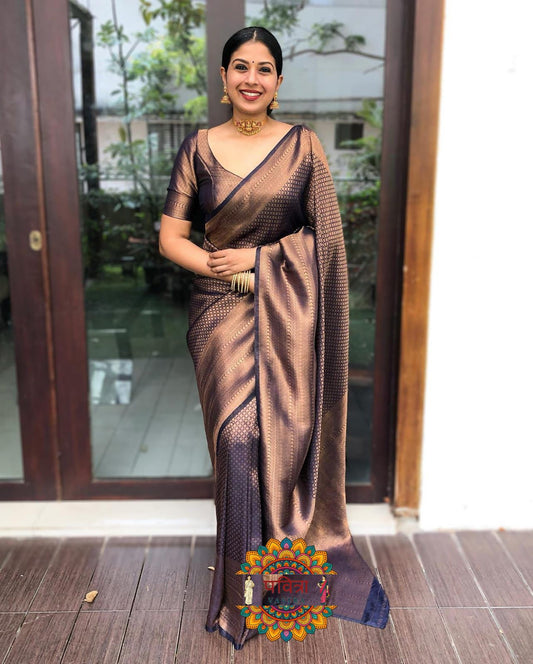 Banarasi Silk Zari Border Saree with Weaving Work