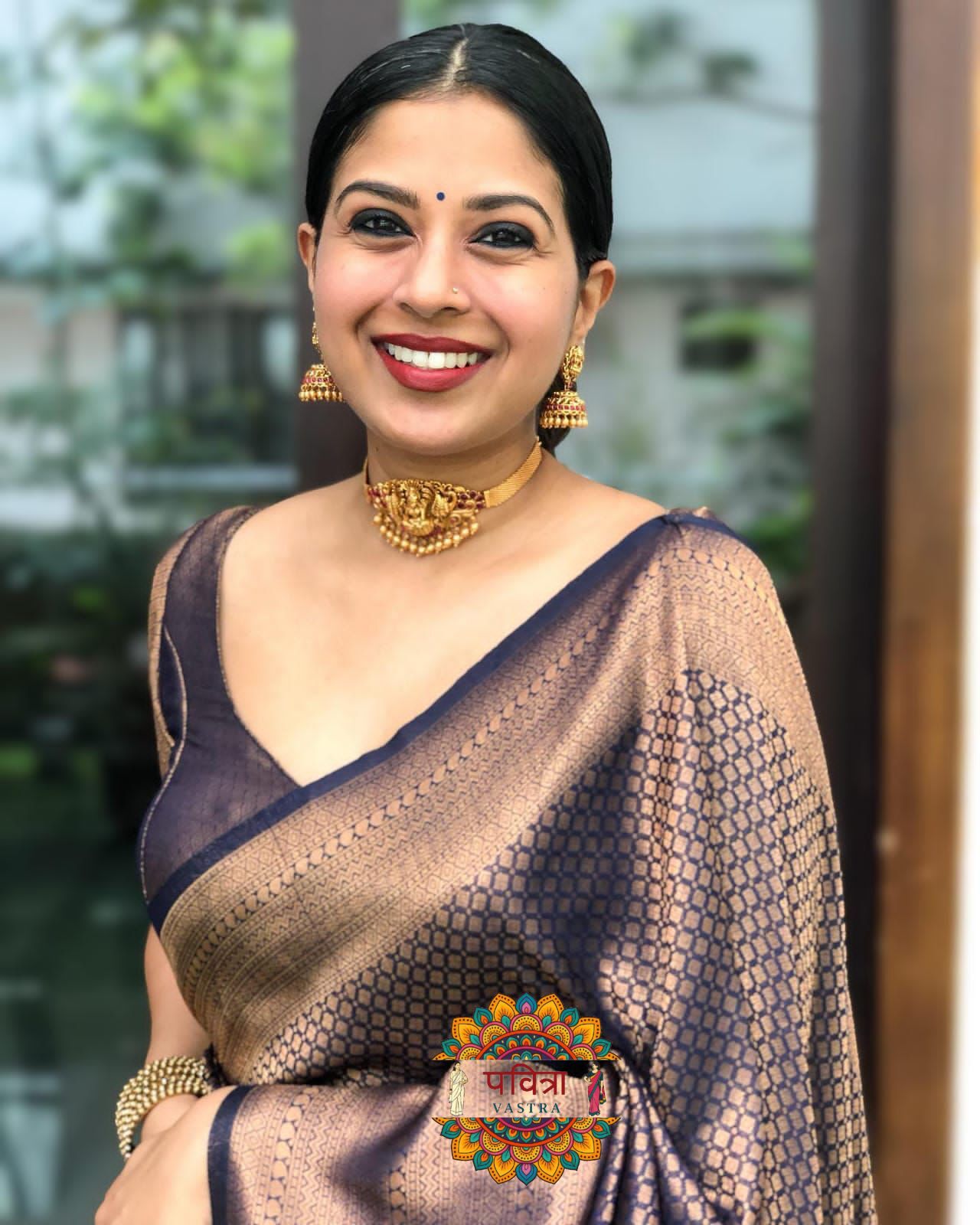 Banarasi Silk Zari Border Saree with Weaving Work