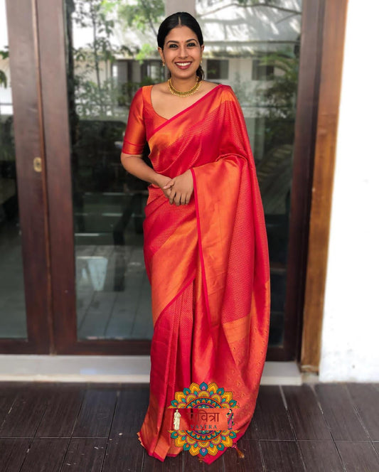 Banarasi Silk Zari Border Saree with Weaving Work