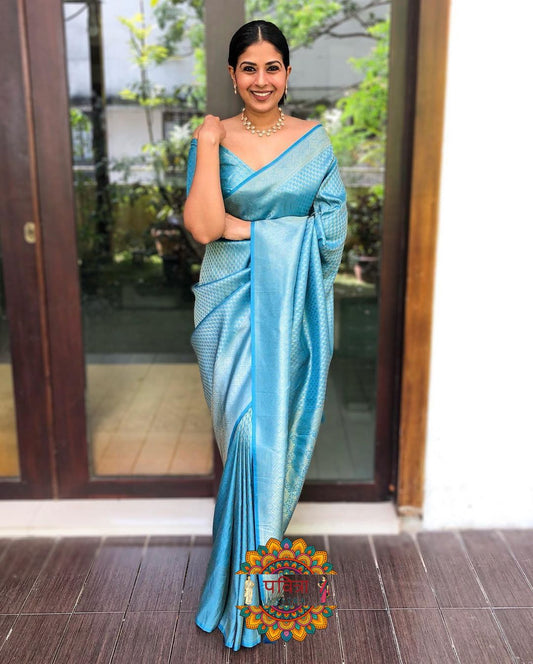 Banarasi Silk Zari Border Saree with Weaving Work