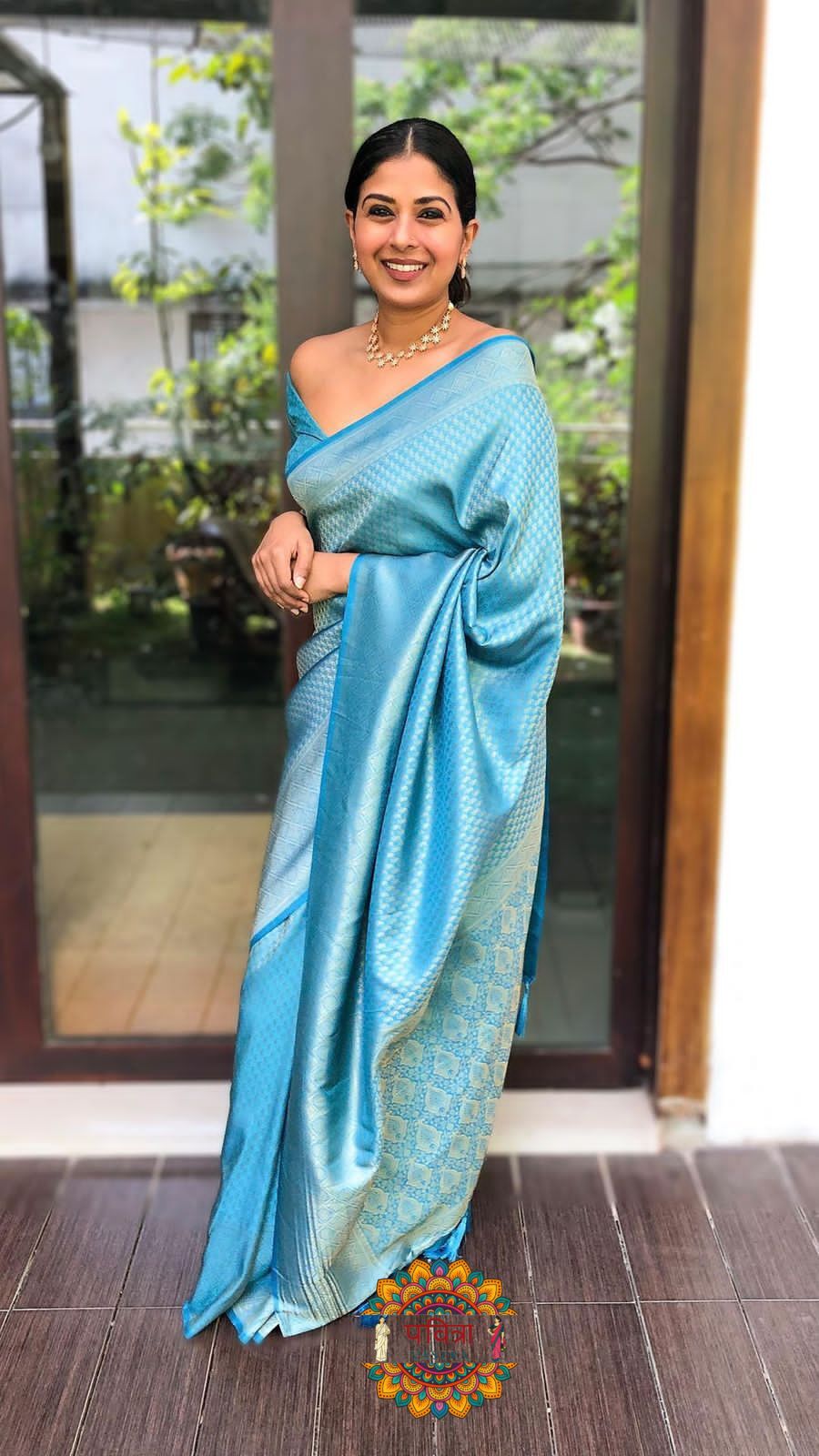 Banarasi Silk Zari Border Saree with Weaving Work
