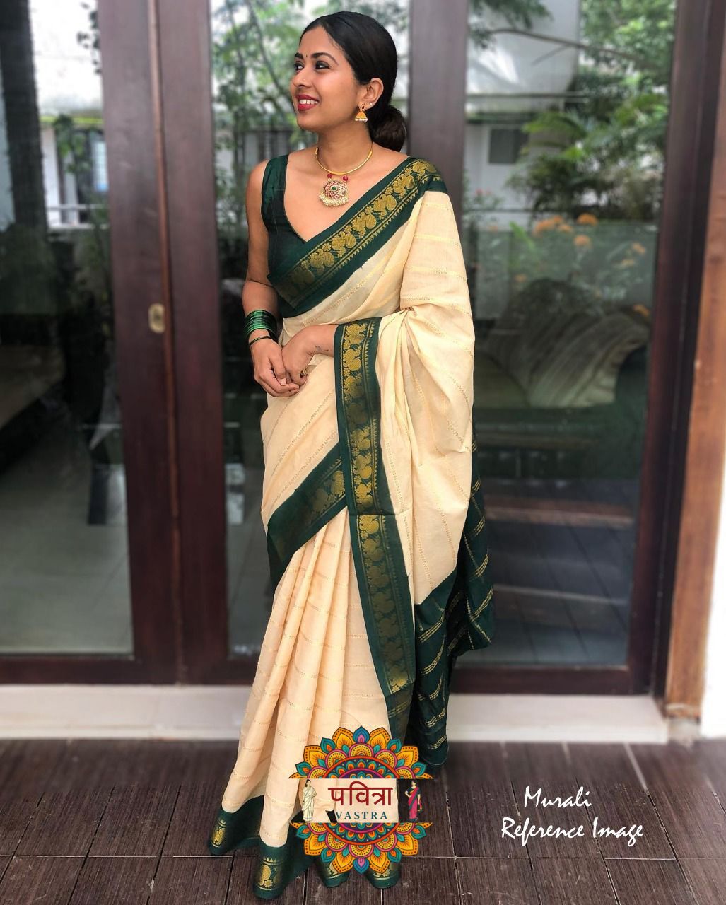 Banarasi Silk Zari Border Saree with Weaving Work
