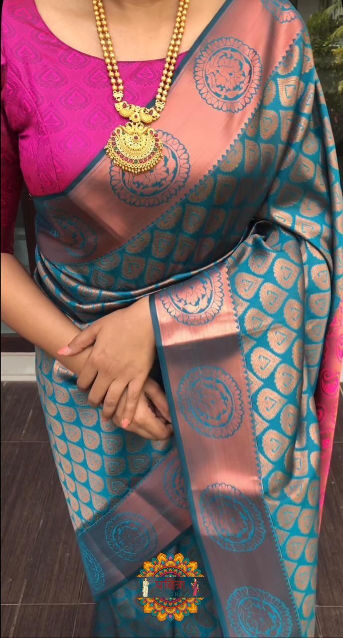 Banarasi Silk Zari Border Saree with Weaving Work