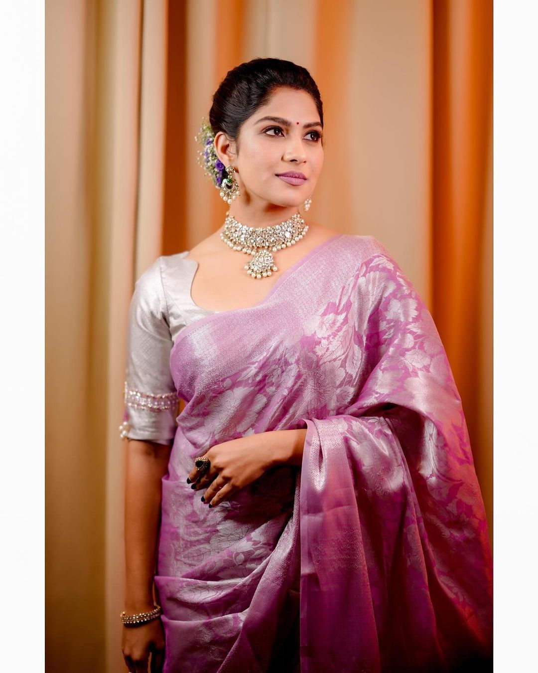 Pink Kanjivaramsoft Lichi Silk Cloth With Original Silver Zari Saree With Unstitched Blouse Piece For Women