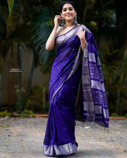 Multi Colour Banarasi Silk Saree With Unstitched Blouse Piece For Wedding