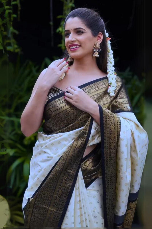 Multi Colour Banarasi Style Pure Kanjivaram Silk Jacquard Kanchipuram Pattu Saree With Un-Stiched Blouse For Women
