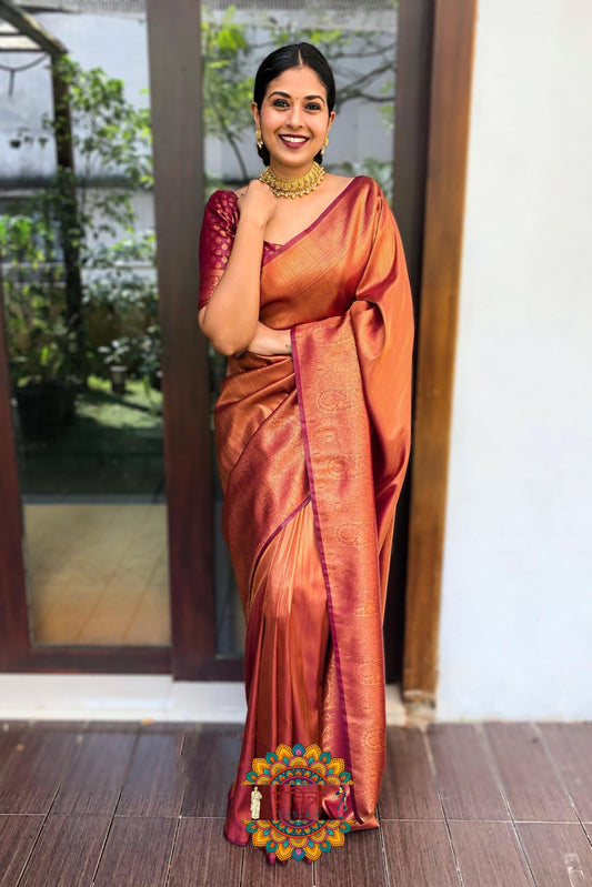 Banarasi Silk Zari Border Saree with Weaving Work