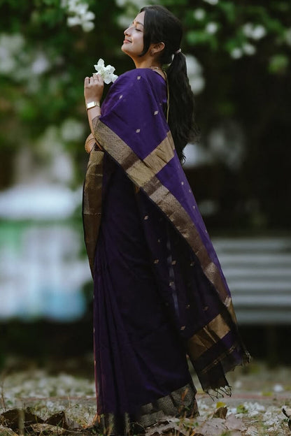 Maheshwari Silk Coton Saree - Wine