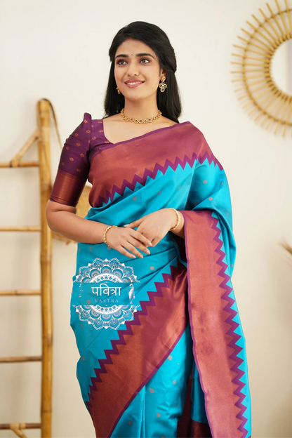Soft Silk Saree with Contrast Border For Women