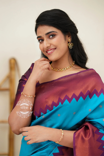 Soft Silk Saree with Contrast Border For Women