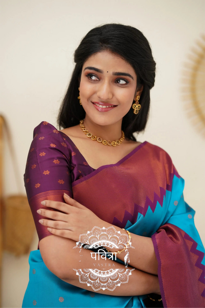 Soft Silk Saree with Contrast Border For Women