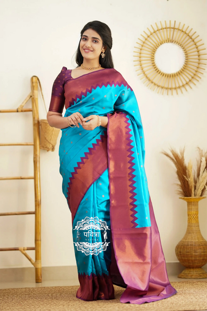 Soft Silk Saree with Contrast Border For Women