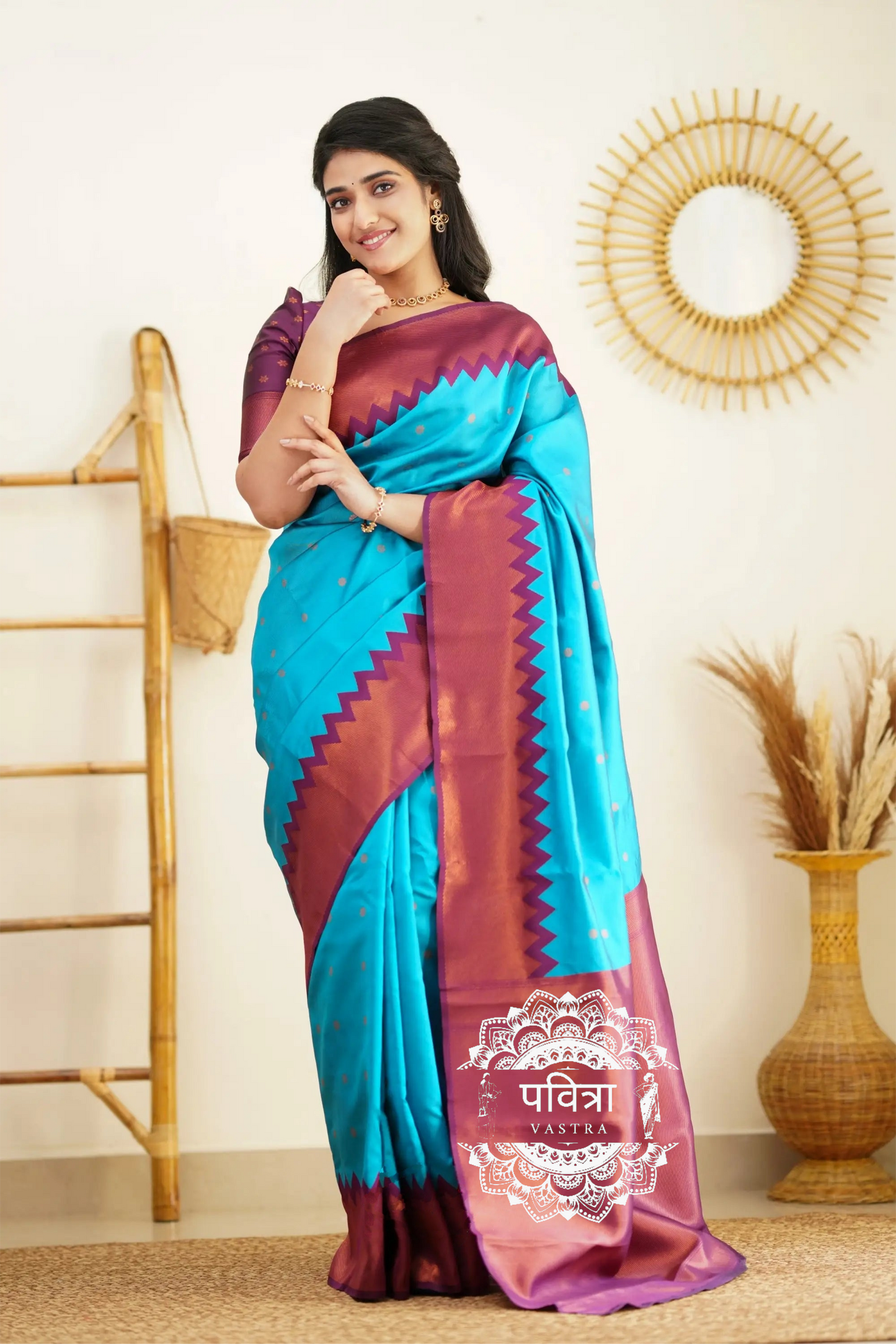Soft Silk Saree with Contrast Border For Women