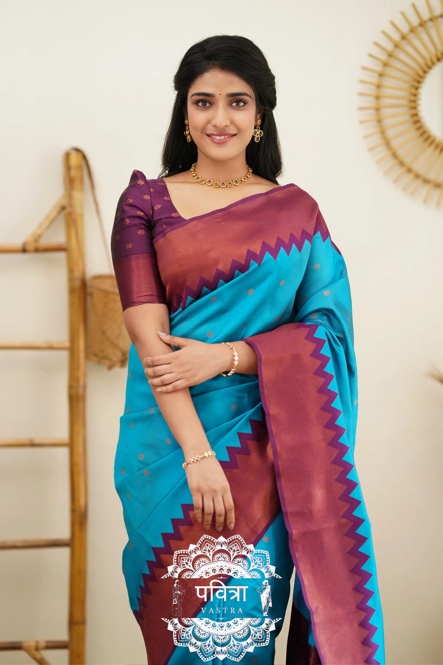Soft Silk Saree with Contrast Border For Women