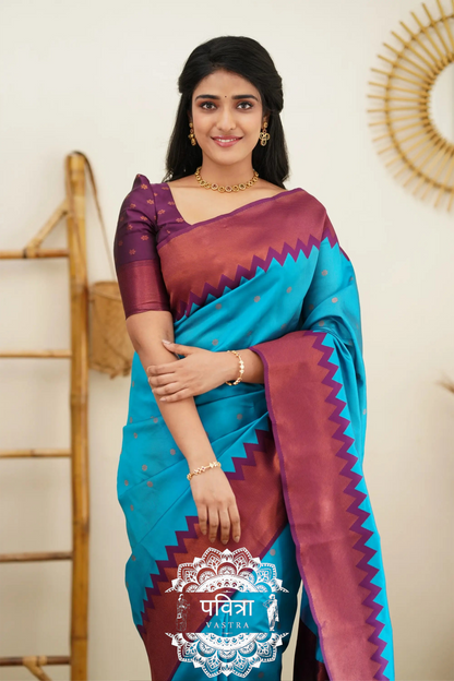 Soft Silk Saree with Contrast Border For Women