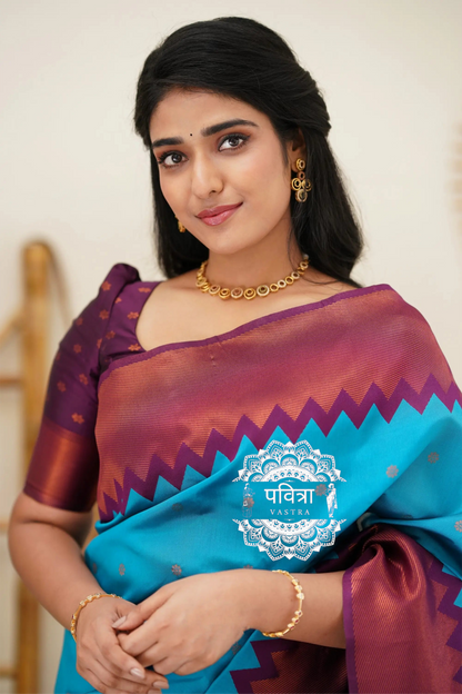 Soft Silk Saree with Contrast Border For Women