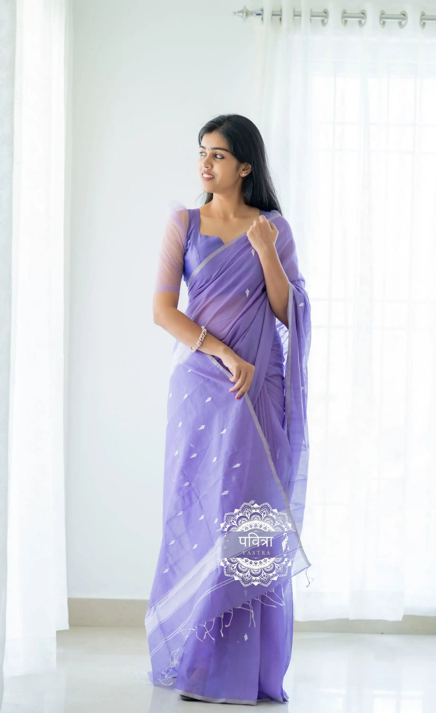 Lavender Kanjivaram Soft Cotton Linen Silk Saree With Unstitched Blouse Piece For Women