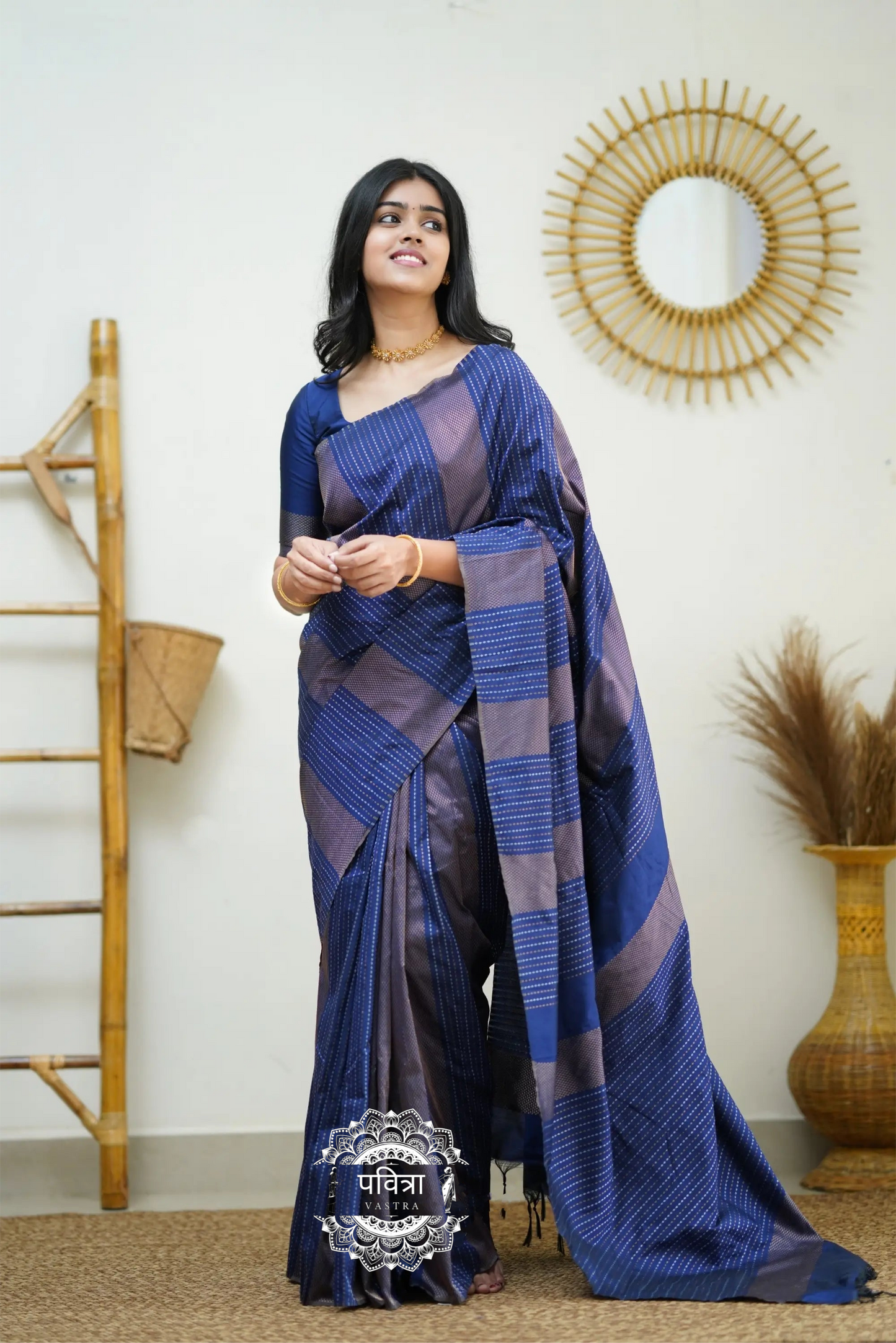 Striped Woven Design Designer Banarasi Saree For Women